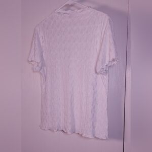 Halogen White Crinkle Wave Top Size Large Glam Shine Blouse Dressy Classy Chic